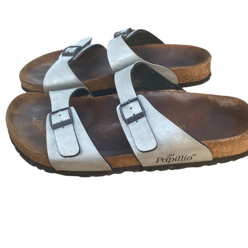 Birkenstock Papillio Sydney Silver Metallic Sandal‎ Double Strap Women EU42/US11